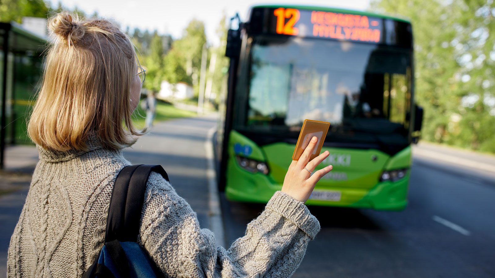 Person waiting for a bus.