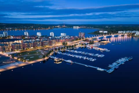 Jyväskylän satama iltaisessa maisemassa.