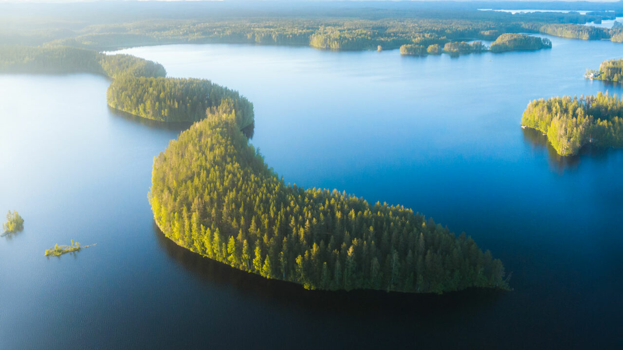 Joutsniemi Leivonmäen kansallipuistossa ilmasta kuvattuna