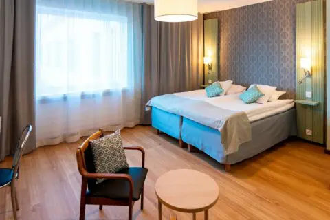 A hotel room in Hotel Hirvi.