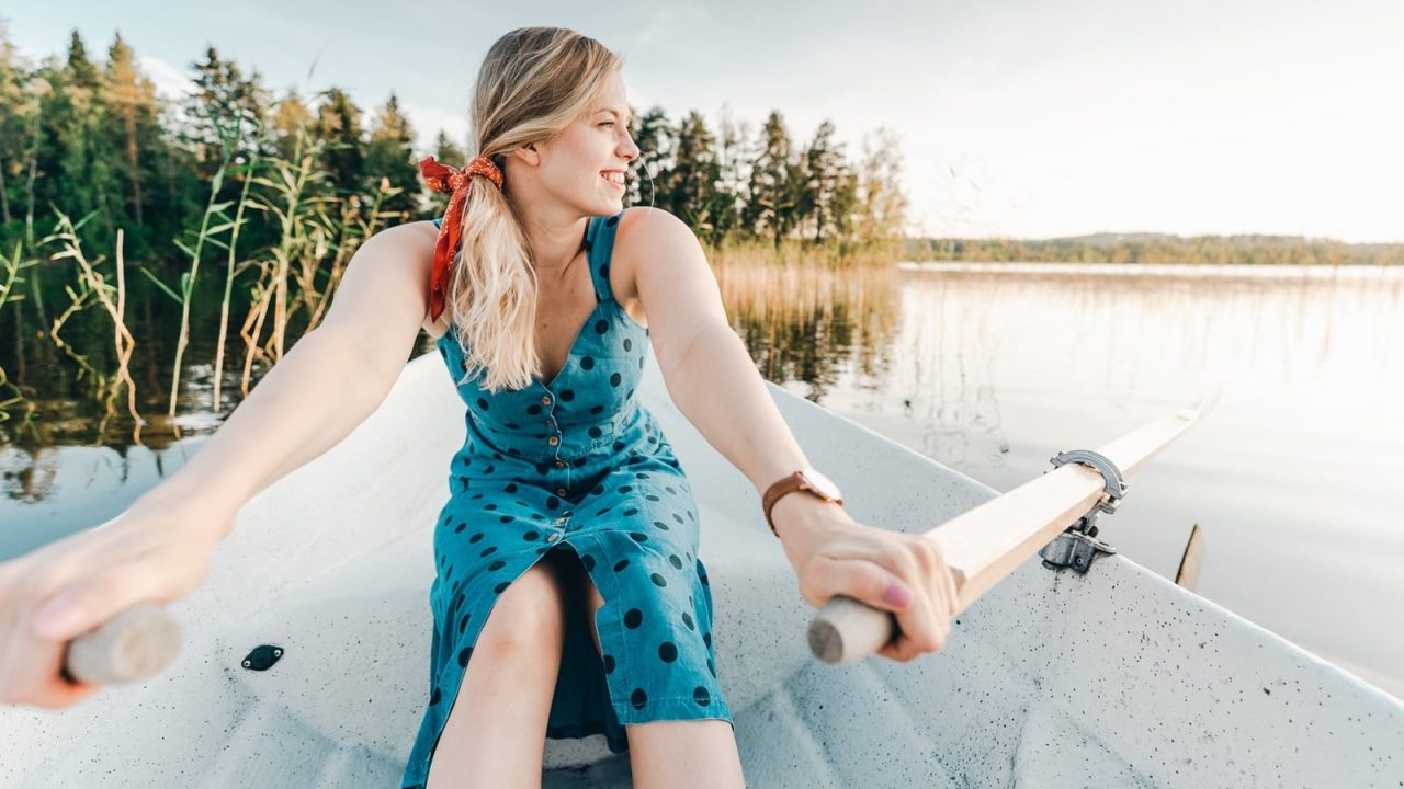 Person rowing a boat