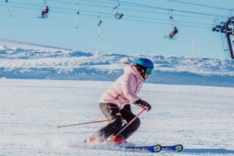 A person skiing.
