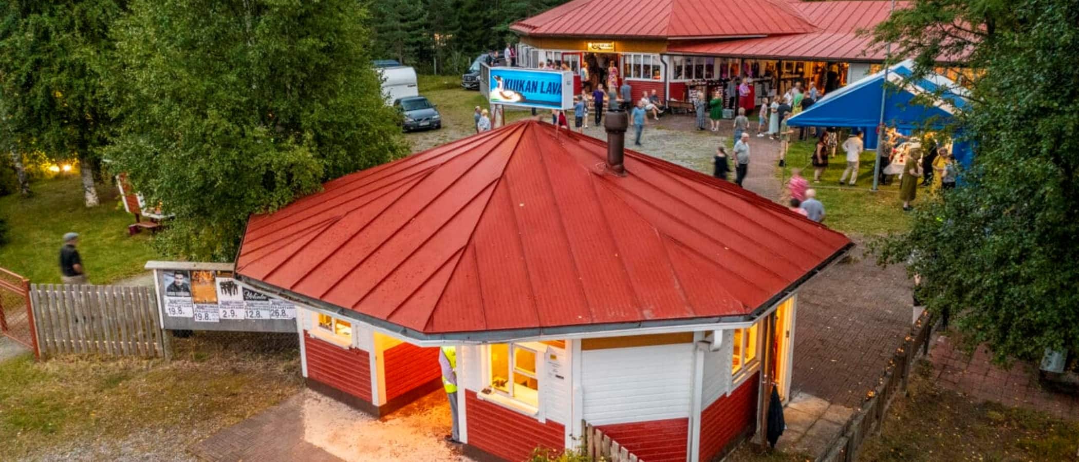 An aerieal photo of a dance pavilion